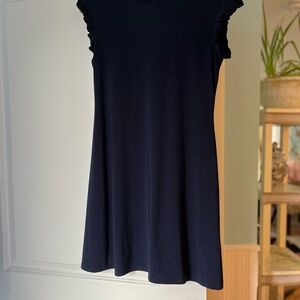 Simple Navy Ruffle Sleeve Dress
